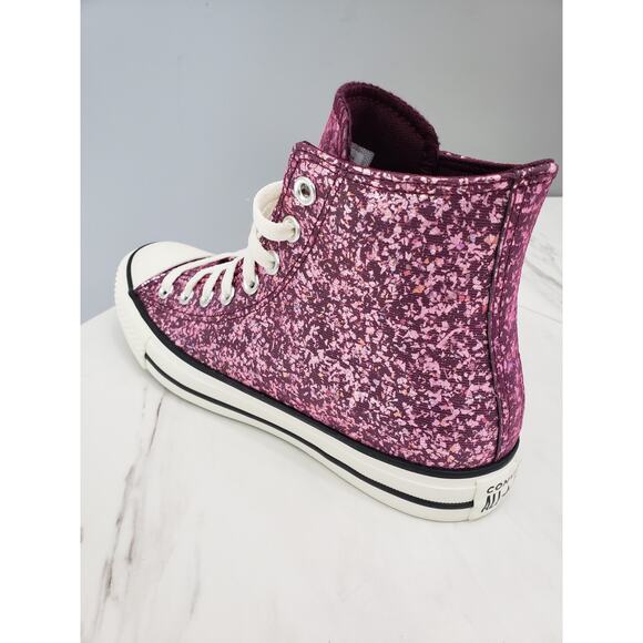 NEW Converse Chuck Taylor All Star Glitter Hi A11137C Orchid Abyss SNEAKER SHOES - Picture 4 of 8